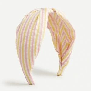 NWT J. Crew Wide Seersucker Yellow and Pink Headband